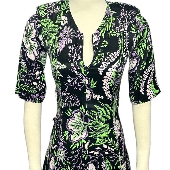RODEBJER Kandy Vegetal Floral Print V-Neck Zipper Bodice Mini Dress NEW Size XS - Picture 4 of 12